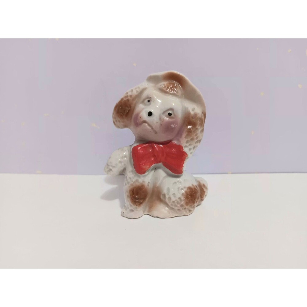 Vintage Japan Dog Hat Porcelain Figurine Home Decor 2.75"×2"